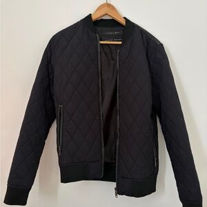 Zara Men's Black Quilted Bomber Jacket